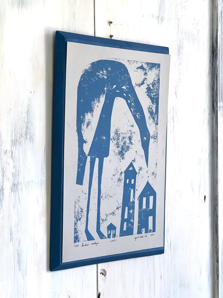 parduodamas grafikos darbas kartono raižinys paveikslai ugnė rudinskaitė