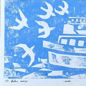 jūra, laivas, kirai, paukščiai, mėlyna, palanga, kelionė, detalė
