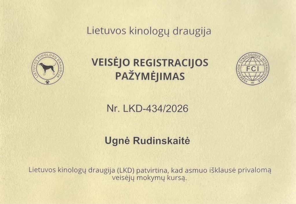veisėjo registracijos pažymėjimas mitelšnaucerių veislynas grafitas be sulfitų